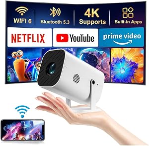 【Built-in APPS & Electric Focusing & 210° Rotation】Mini Projector With Wifi And Bl