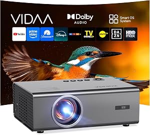 4K Projector with WiFi and Bluetooth, VIDAA Smart Projector 1200+ APPs&Official AirPla