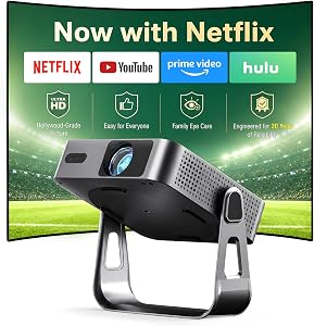 【Officially-Licensed APP & Native 1080P】 Thinnest 1.81" Smart Mini Projector with