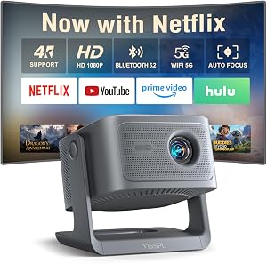 【Now with Netflix & 3000ANSI】Smart 4K Projector with WiFi and Bluetooth, VISSPL 3D Dol