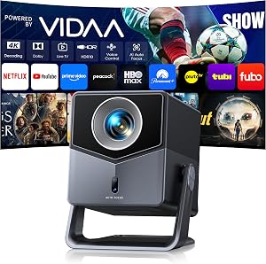 Smart Projector 4K [VIDAA Live TV & 36W Dolby & Voice Control] with WiFi6 and Blue