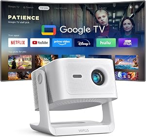 【Official Licensed Google TV】4K Smart Projector with WiFi and Bluetooth, VOPLLS Outdoor Pr